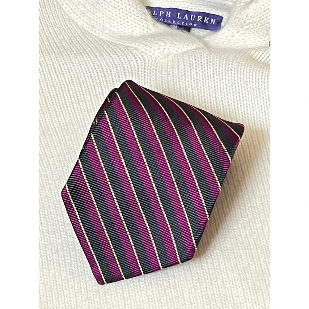 Brooks Brothers Makers All Silk Striped Tie Hand Made in USA Woven in‎ England